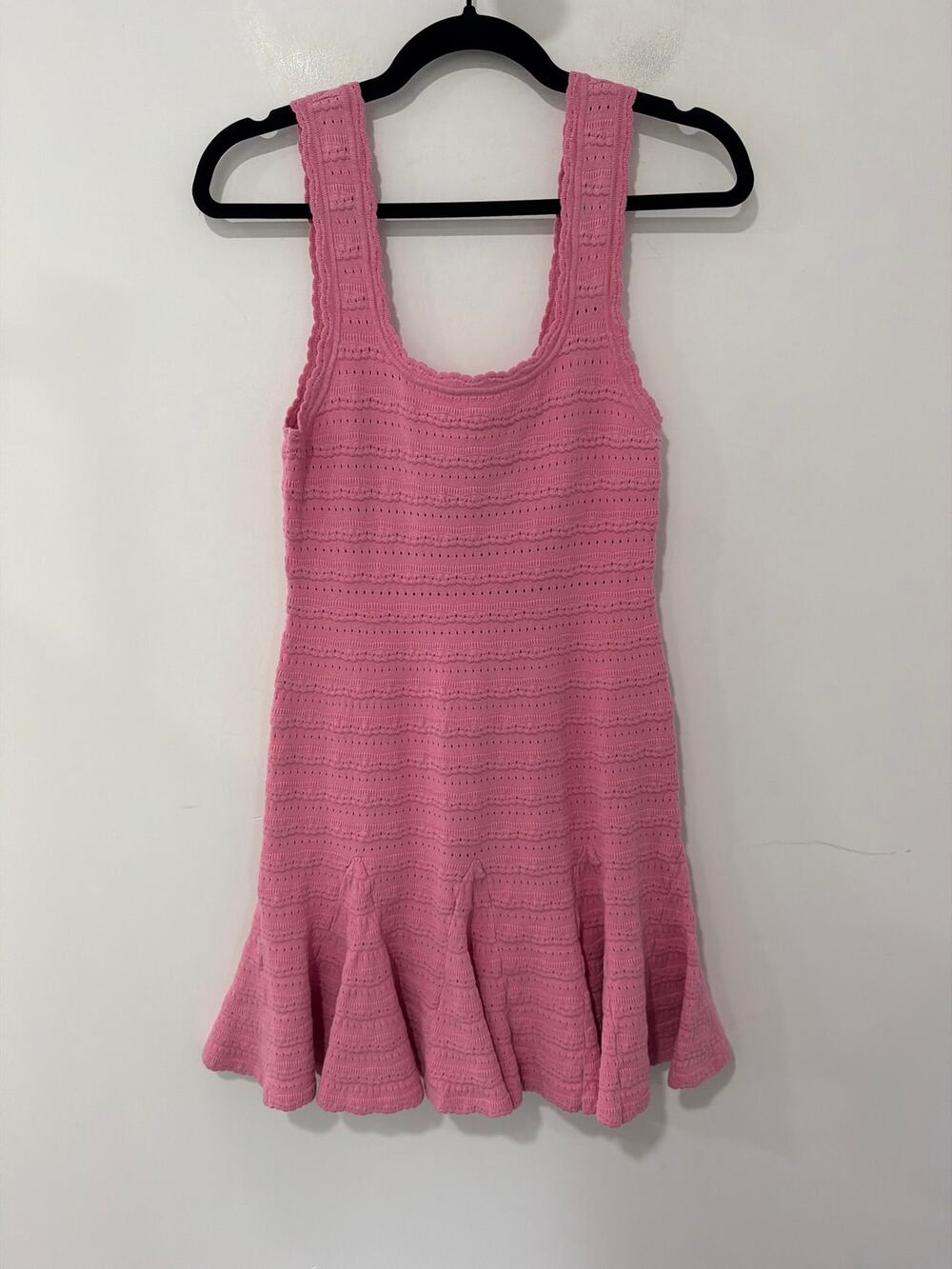 NWT LoveShackFancy Mini Knit Tank Dress Pink Flared Skirt Size M